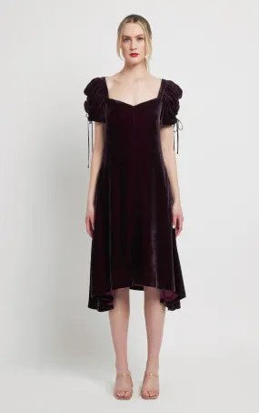 Emma Velvet Dress - Bordeaux