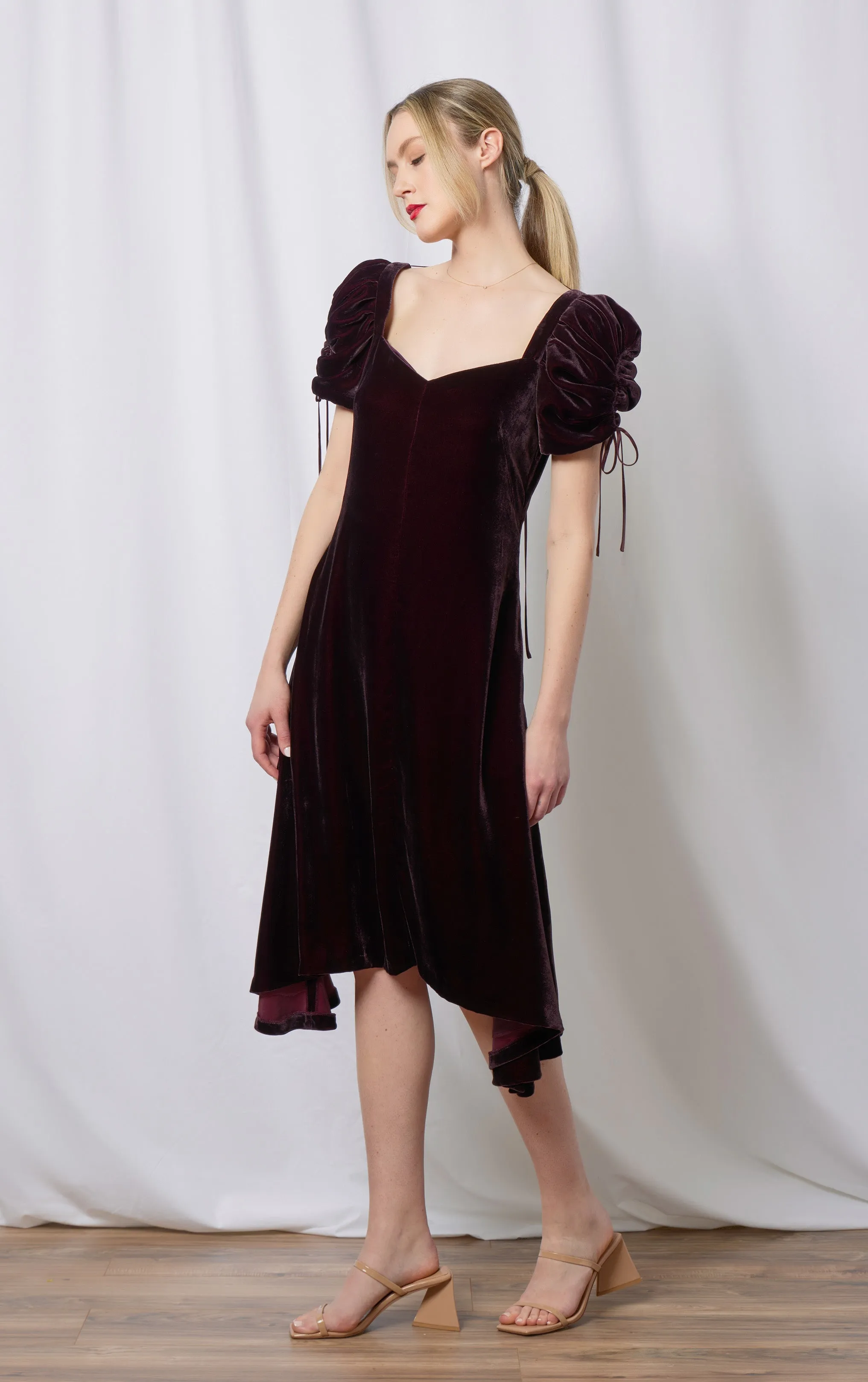 Emma Velvet Dress - Bordeaux