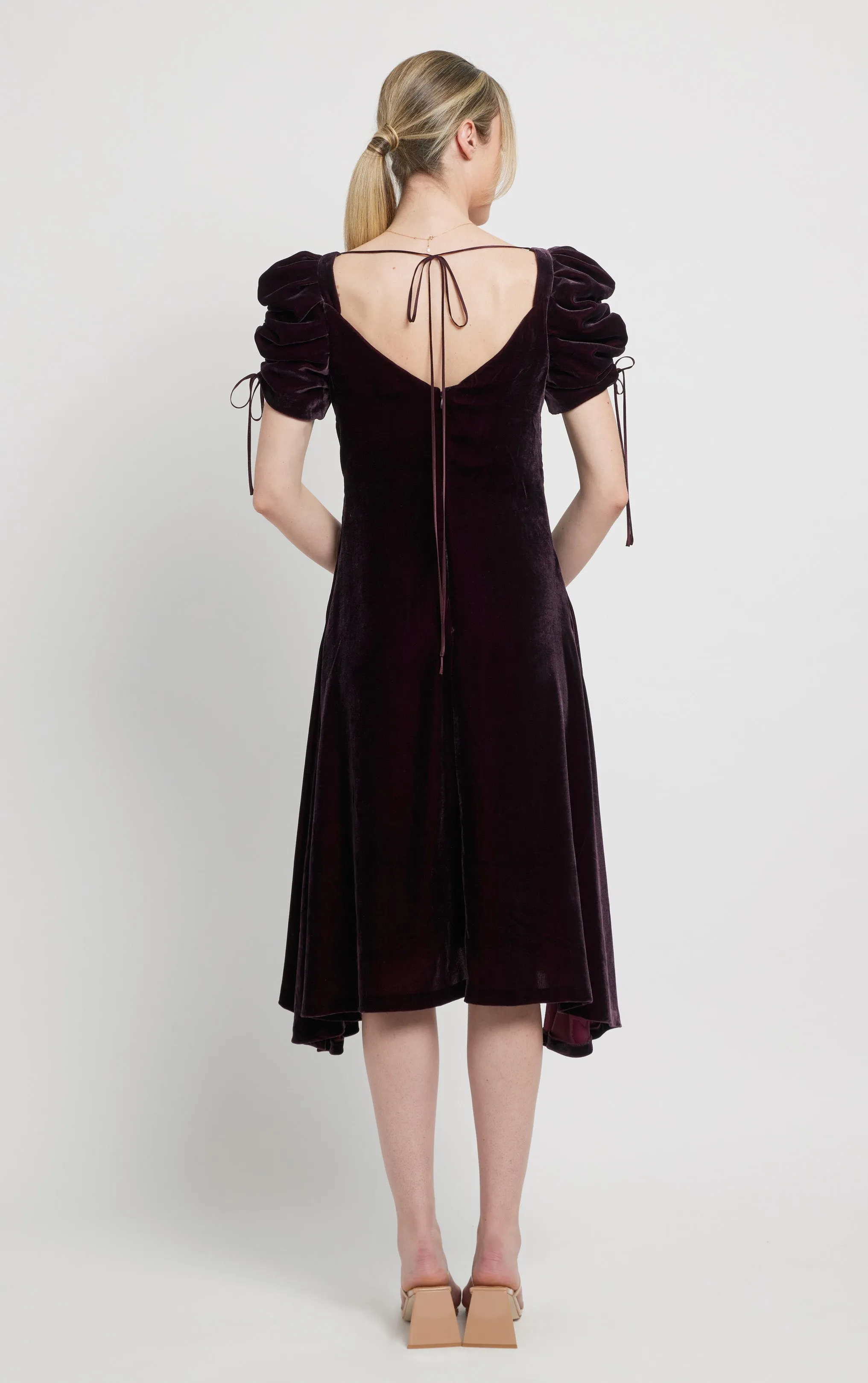 Emma Velvet Dress - Bordeaux