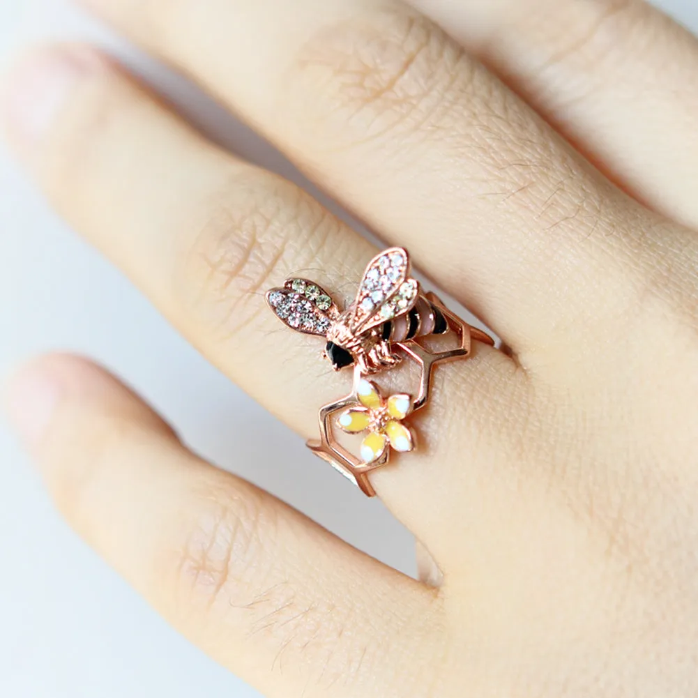 Epoxy Honeybee and Flower ring