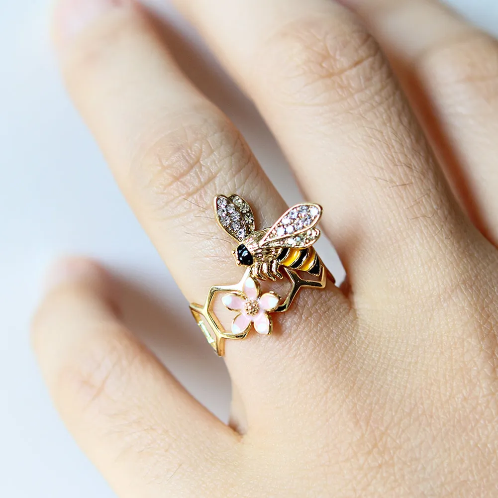 Epoxy Honeybee and Flower ring