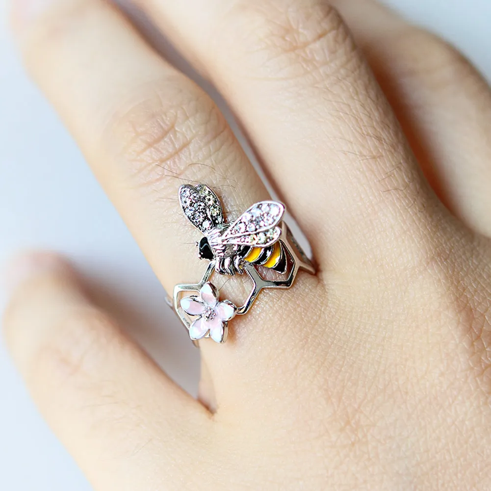 Epoxy Honeybee and Flower ring