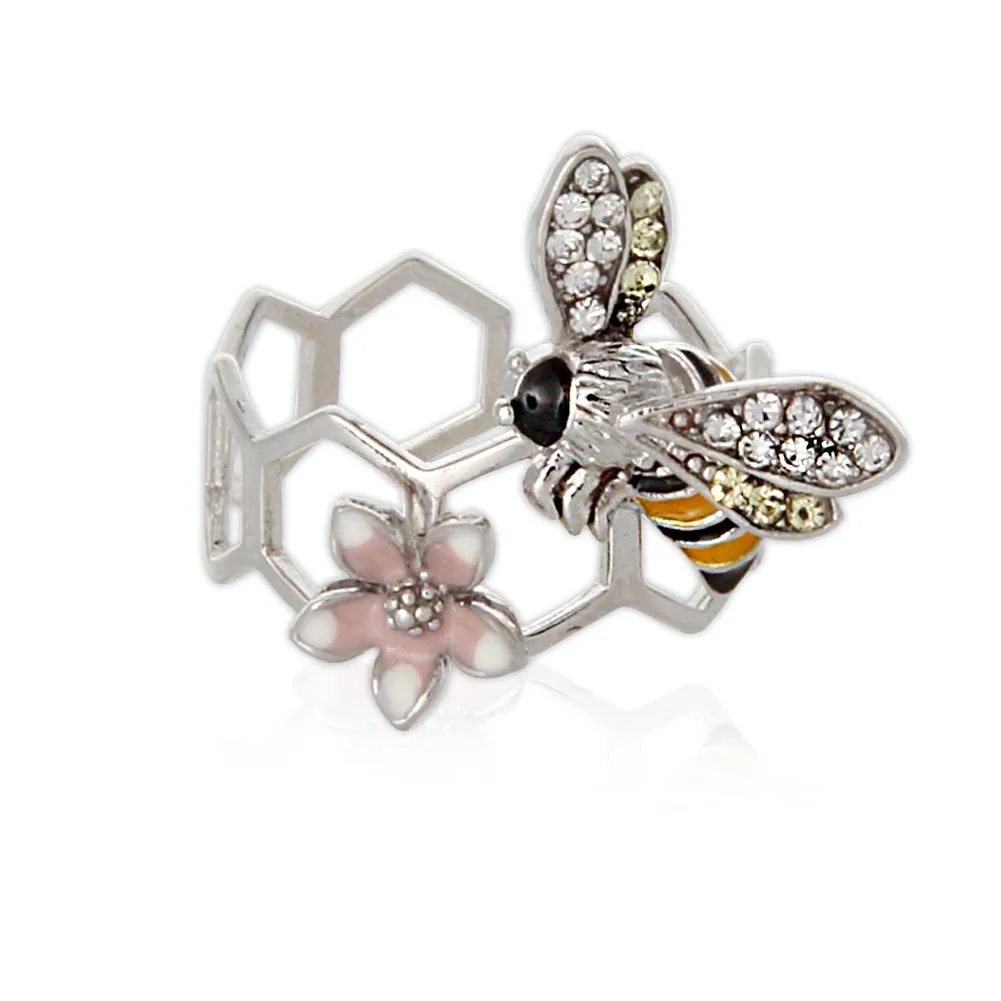 Epoxy Honeybee and Flower ring