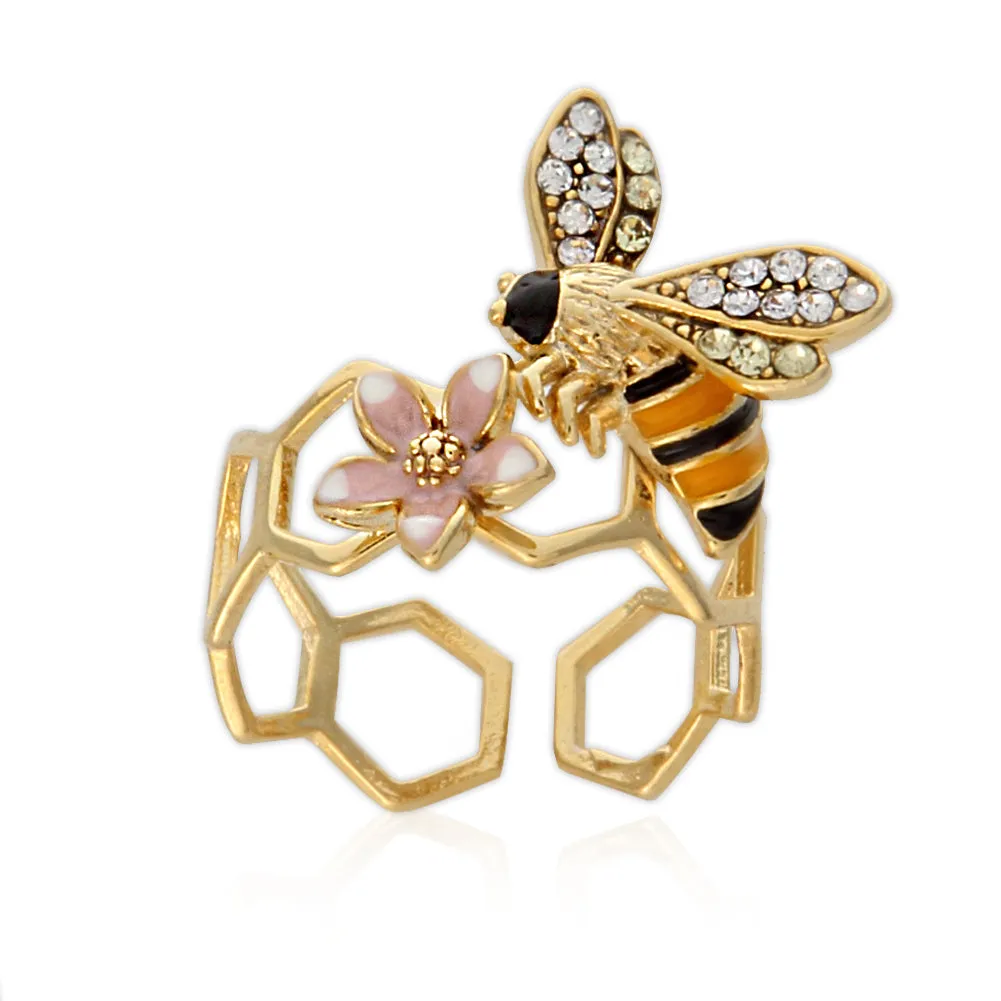 Epoxy Honeybee and Flower ring