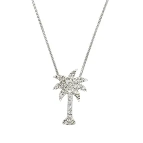 Estate 14kt Diamond Palm Tree Pendant Necklace