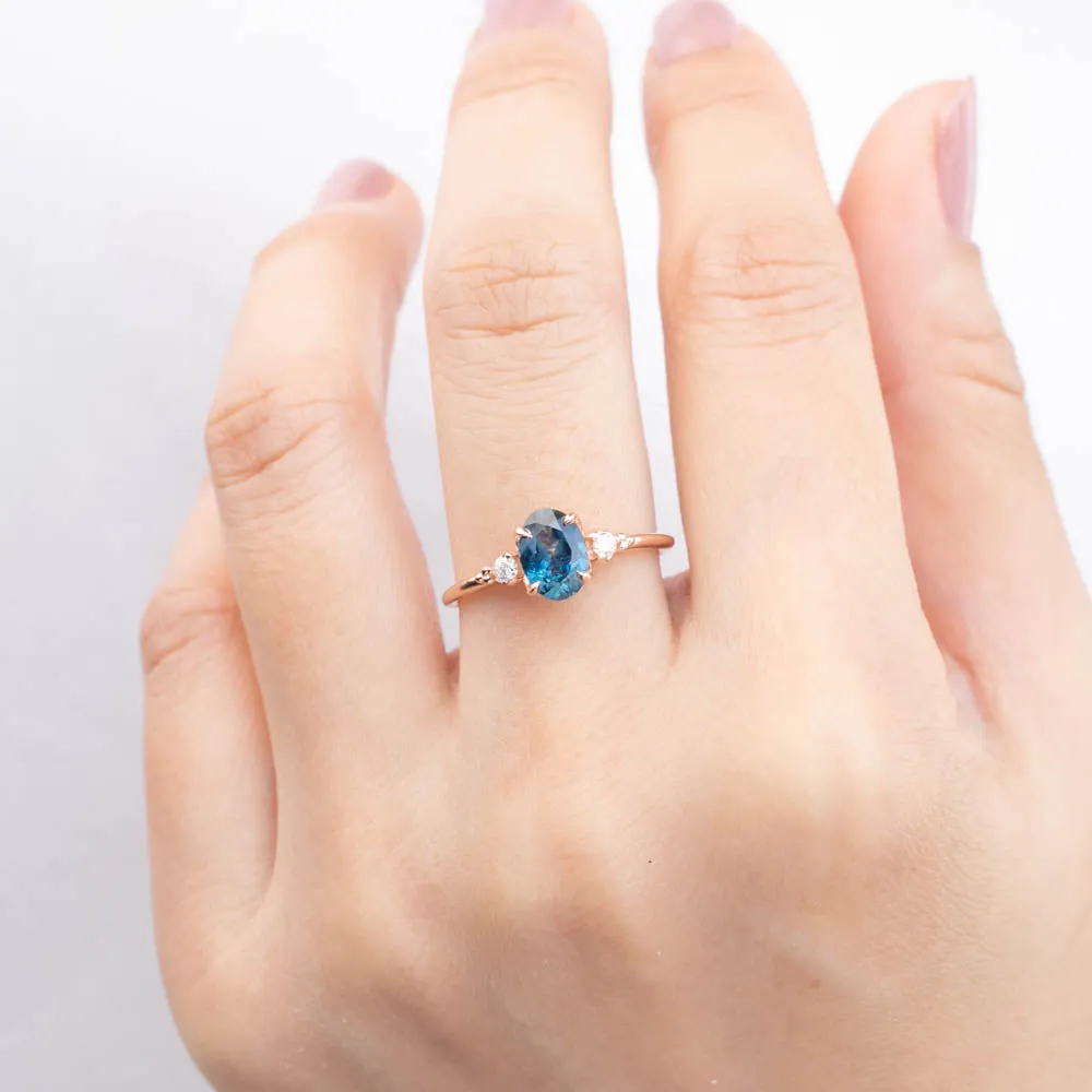 Estel Ring - 1.18ct Teal Blue Montana Sapphire, 14k Rose Gold (One of a kind)