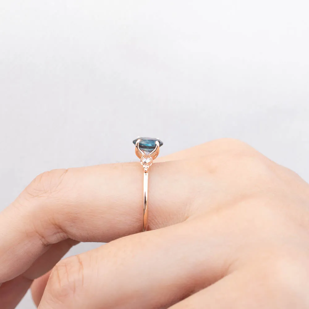 Estel Ring - 1.18ct Teal Blue Montana Sapphire, 14k Rose Gold (One of a kind)