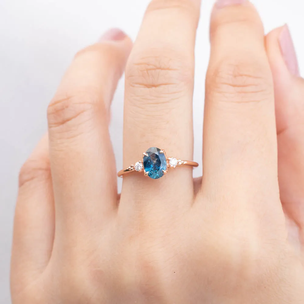 Estel Ring - 1.18ct Teal Blue Montana Sapphire, 14k Rose Gold (One of a kind)