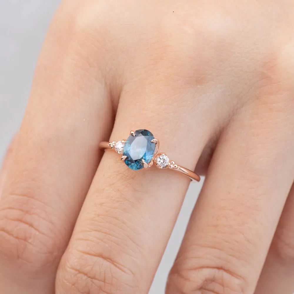 Estel Ring - 1.18ct Teal Blue Montana Sapphire, 14k Rose Gold (One of a kind)