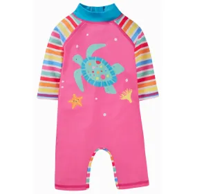 Frugi Little Sun Safe Suit - Seaside Stripe Turtle