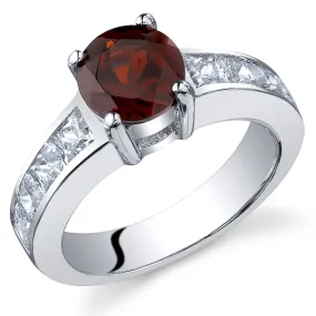 Garnet Round Cut Sterling Silver Ring Size 9