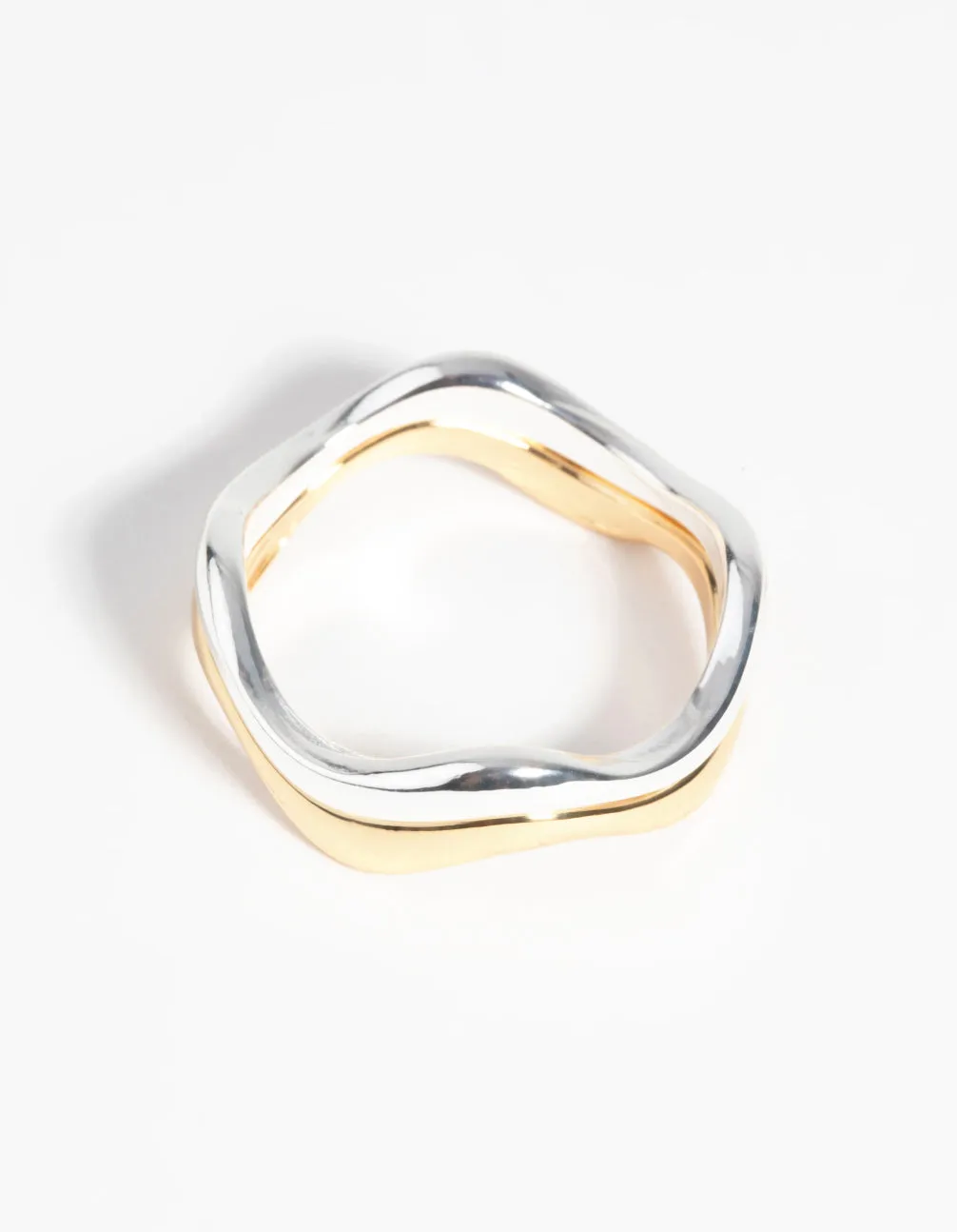 Gold & Silver Plated Weave Ring Set