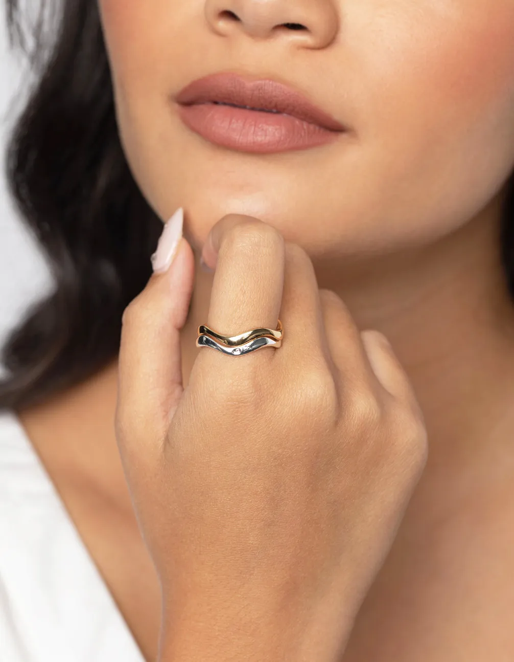 Gold & Silver Plated Weave Ring Set