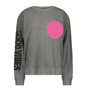 Good Vibes Grey Pink Smile Sweatshirt