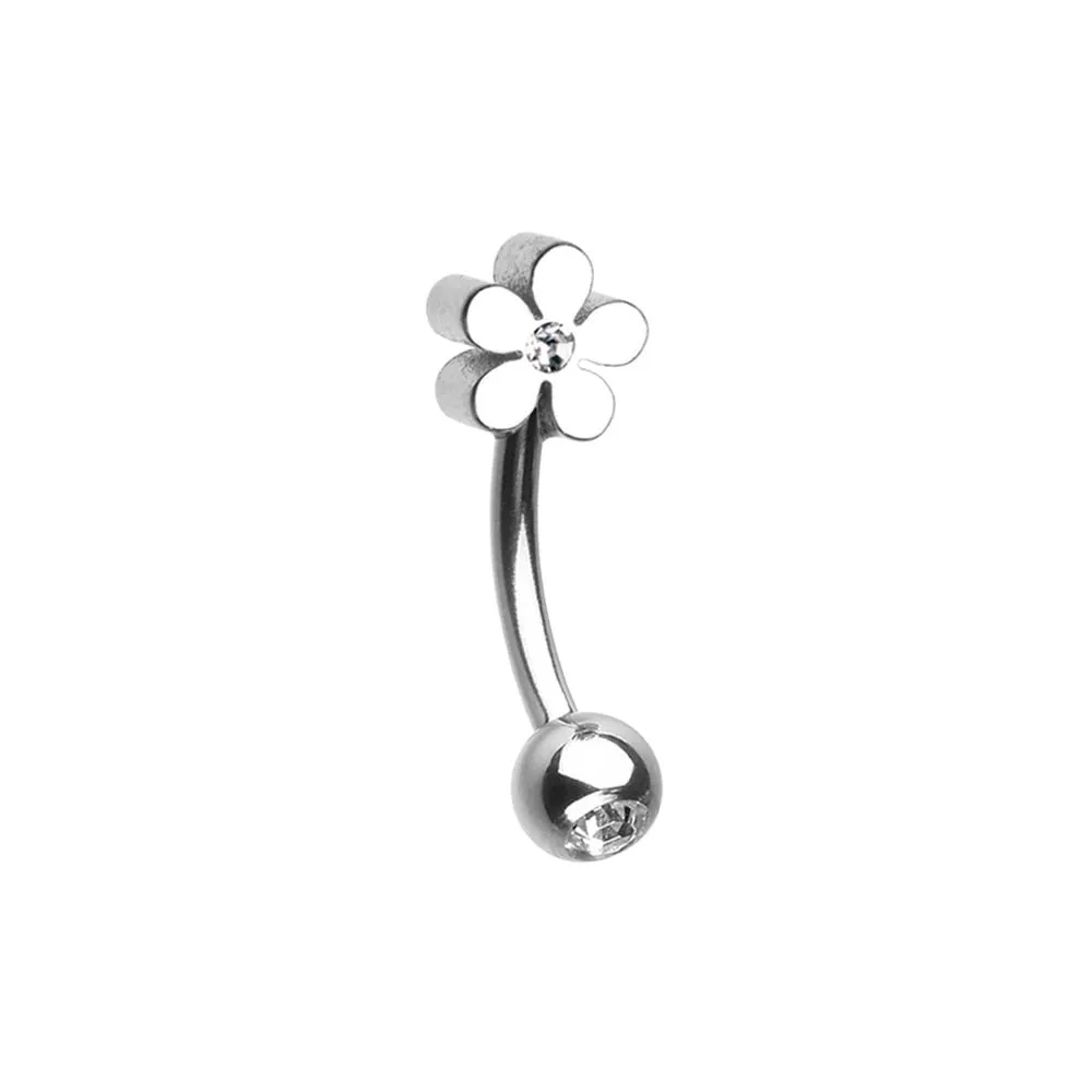 Grand Plumeria Flower WildKlass Curved Barbell Eyebrow Ring