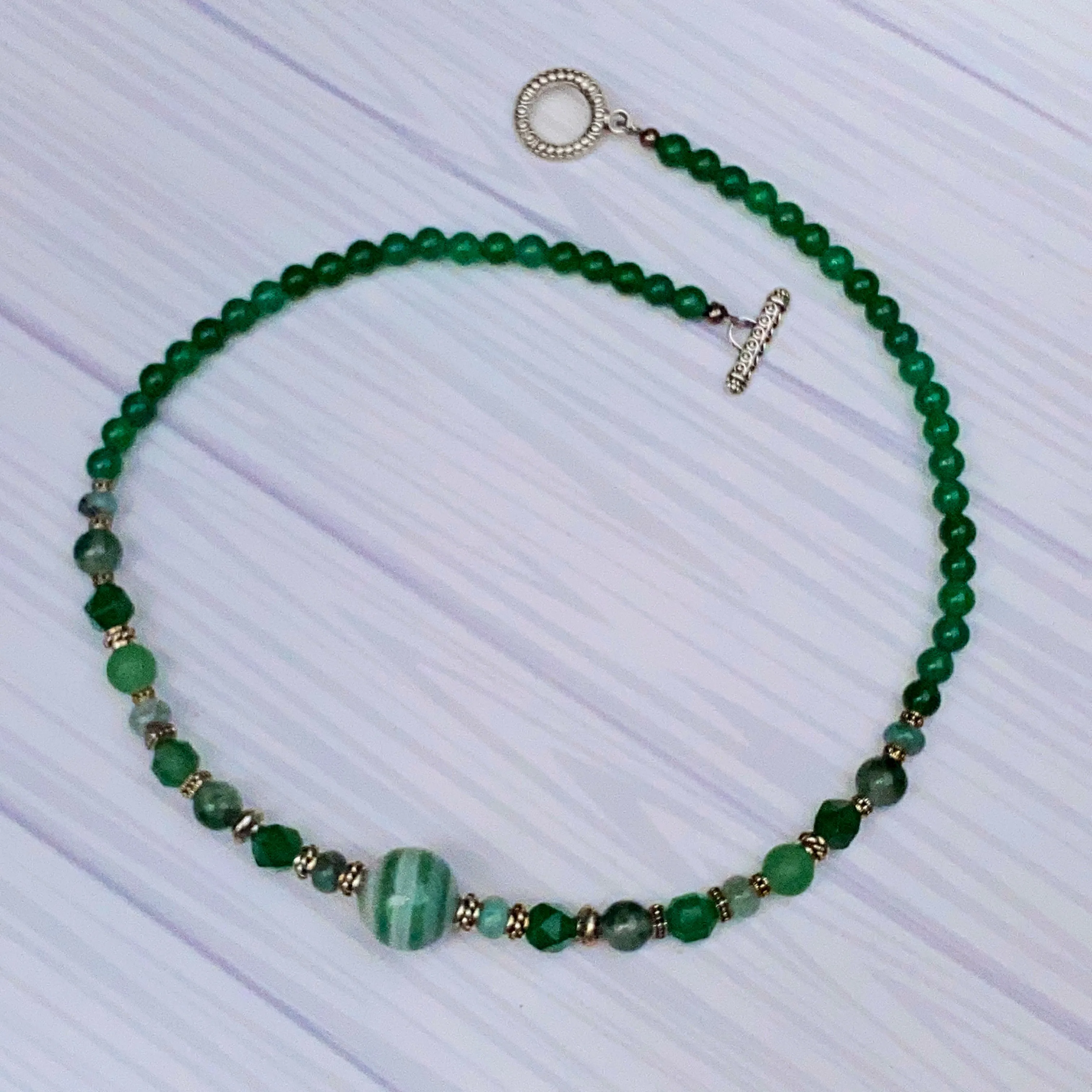 Green Agate gemstone beaded Necklace