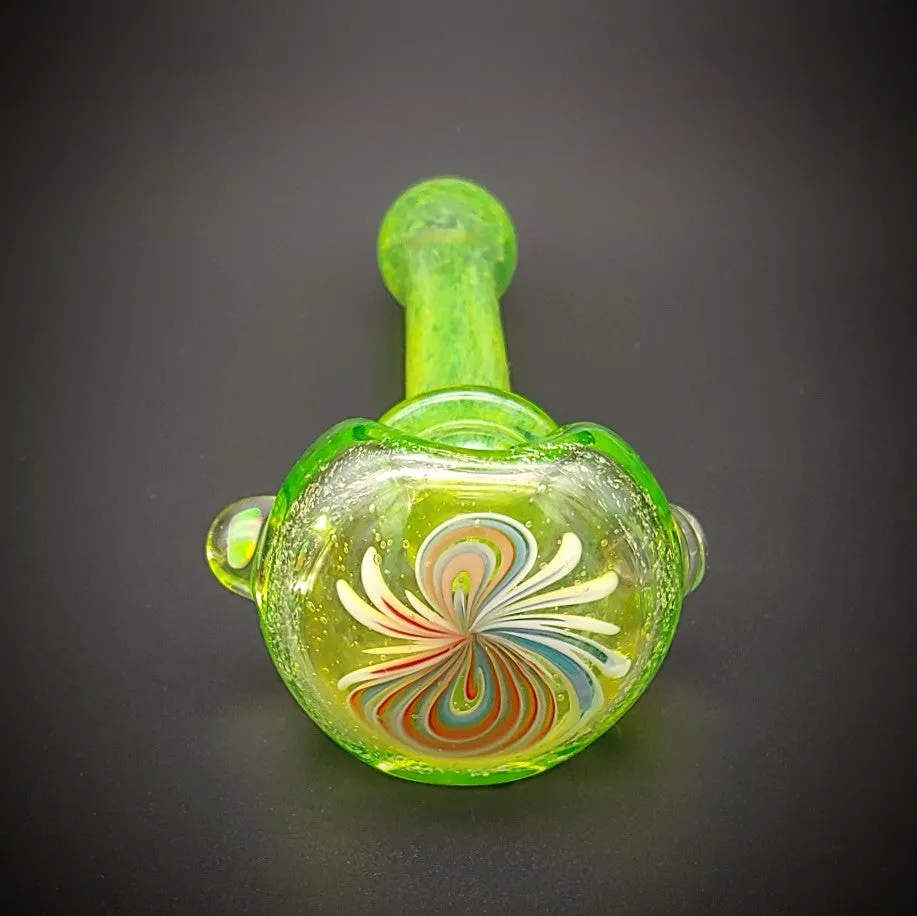 Green Bowtie Wigwag Hand Pipe (Ready To Ship)