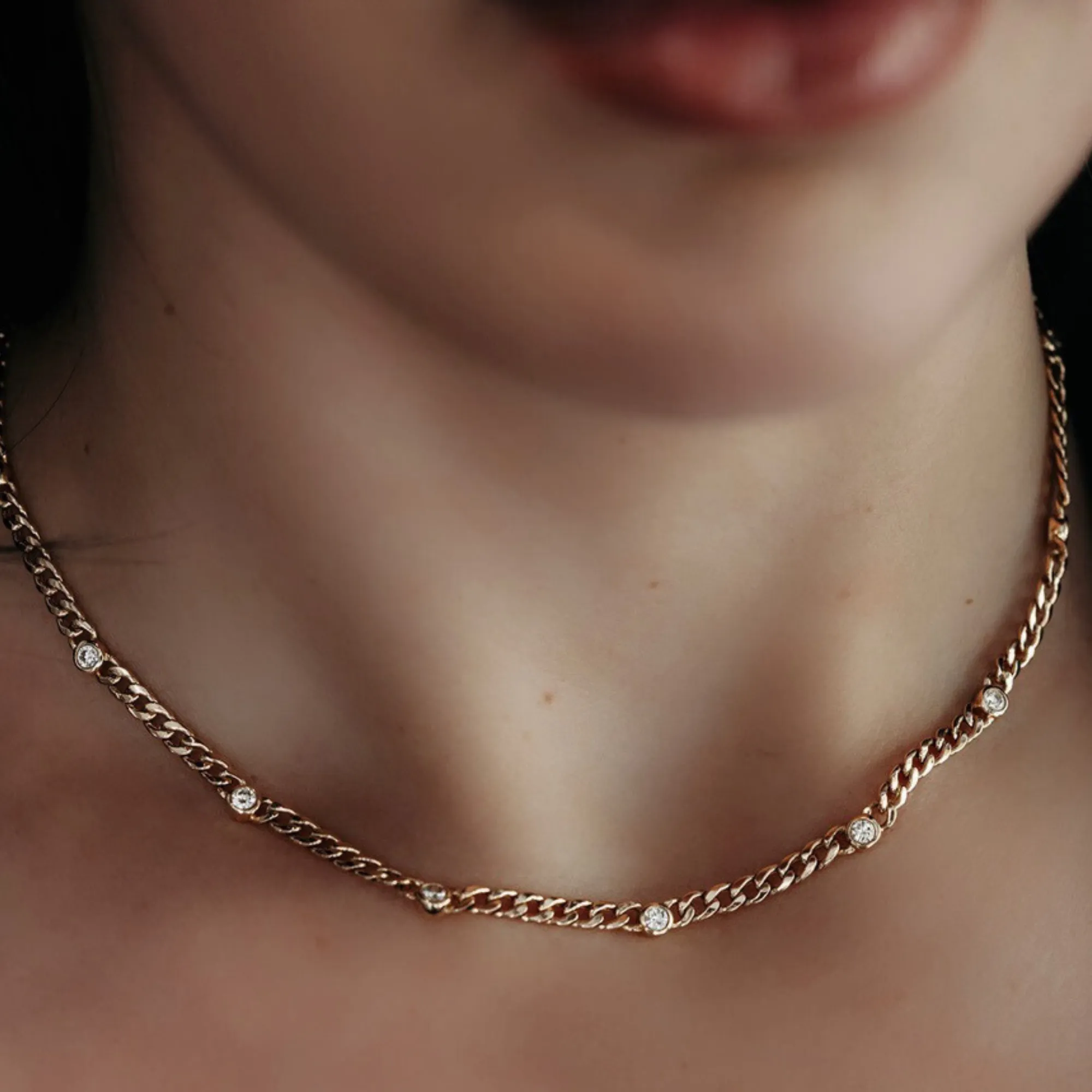 Havana Link 9 Bezel Set Diamond Necklace