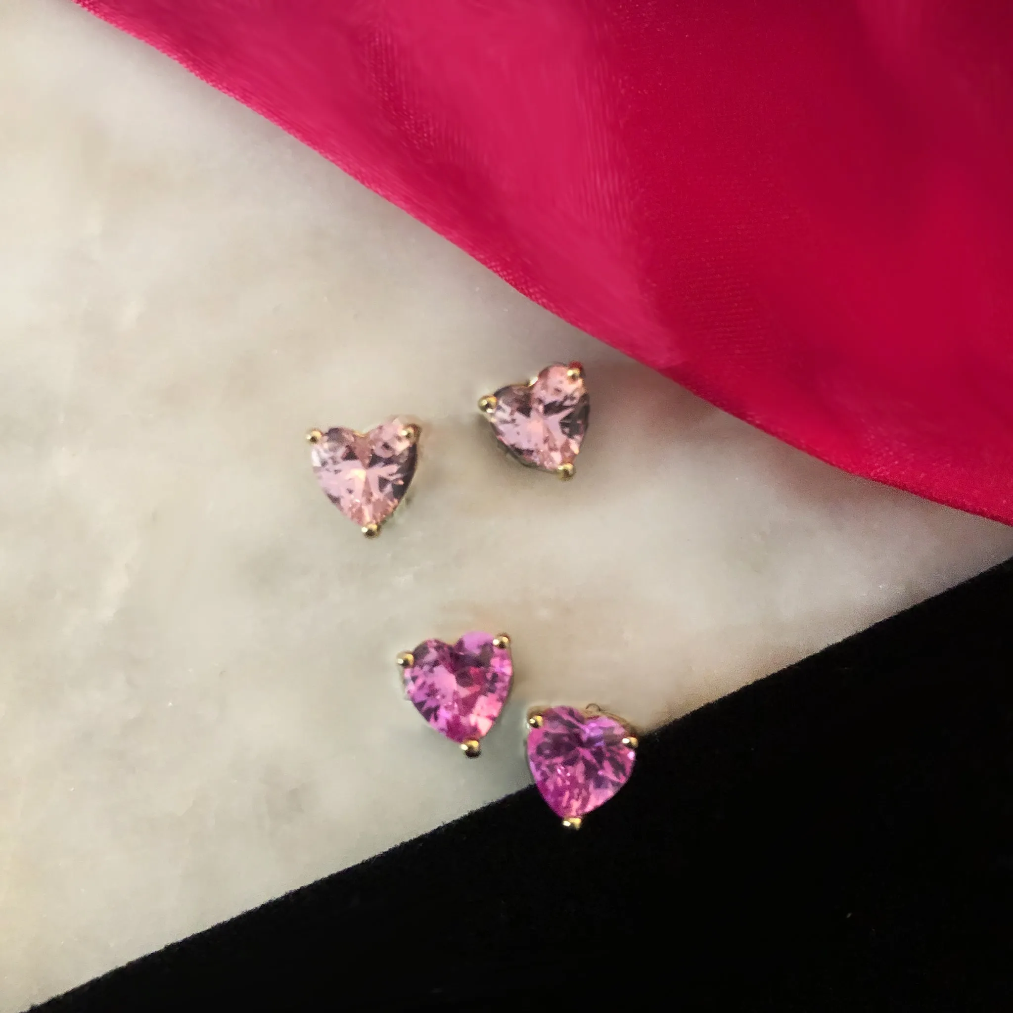 Heart Stud Earrings - Fuchsia   Rose