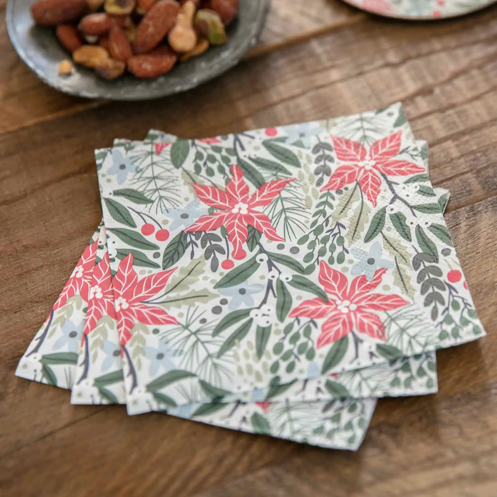 Holiday Poinsettia Paper Cocktail Napkins (Pack of 20)