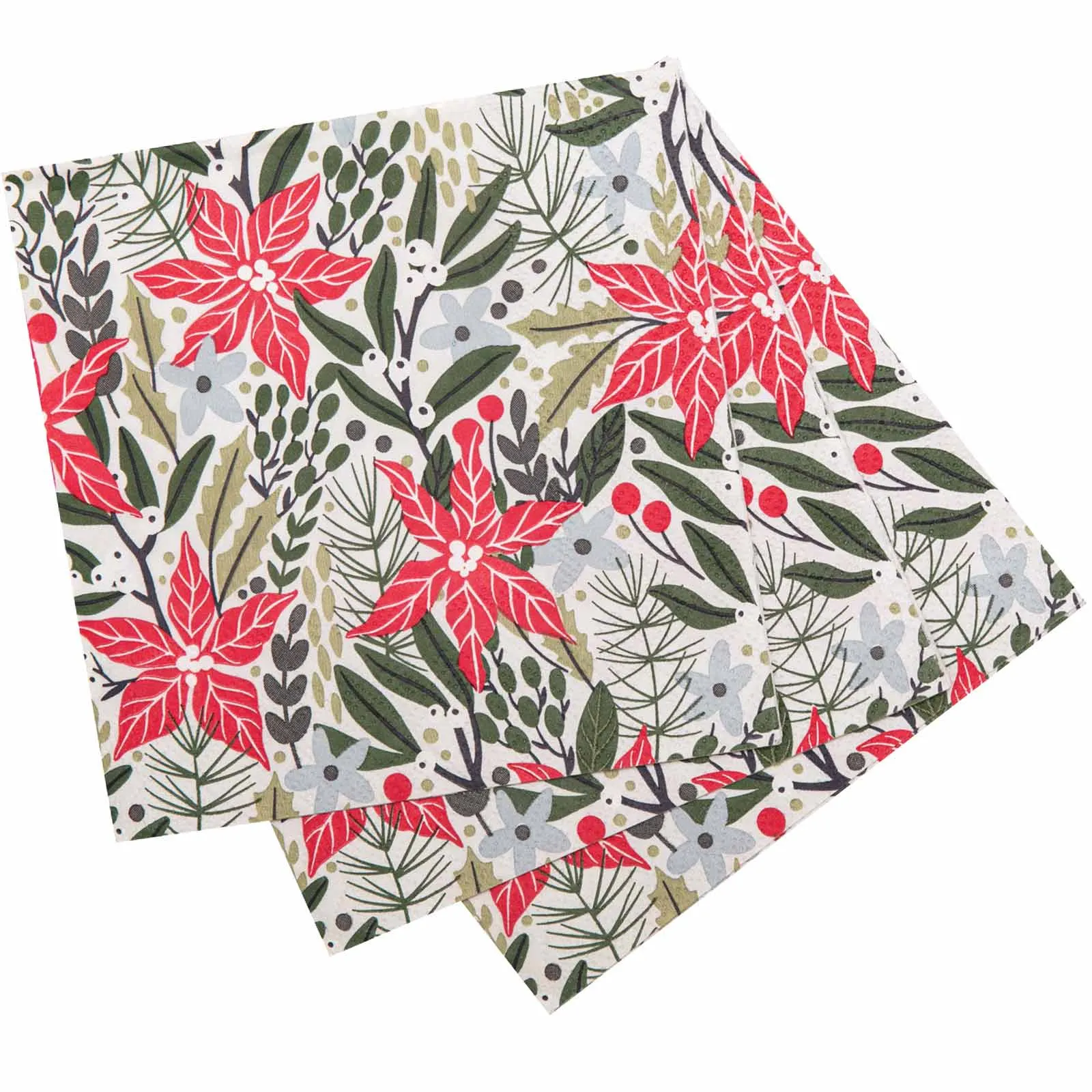 Holiday Poinsettia Paper Cocktail Napkins (Pack of 20)