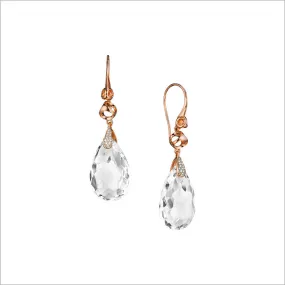 Icona Rock Crystal & Diamond Drop Earrings in Sterling Silver Plated with 18k Rose Gold