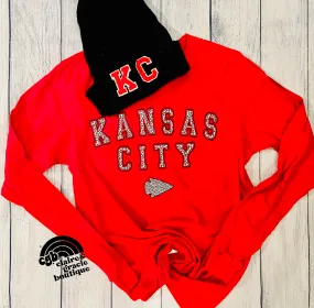 Kansas City Varsity Leopard | Long Sleeve -Sweatshirt- |