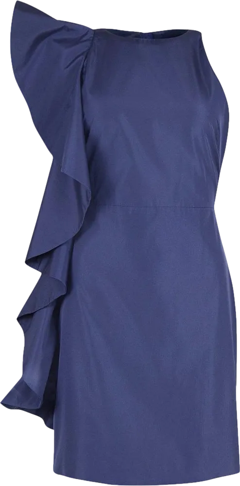 Karen Millen Blue Taffeta Ruffle Detail Mini Dress BNWT UK 10