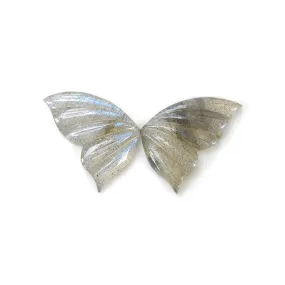 LABRADORITE Gemstone Carving : 10.00cts Natural Untreated Unheated Labradorite Gemstone Hand Carved Butterfly 28*12mm Pair (With Video)