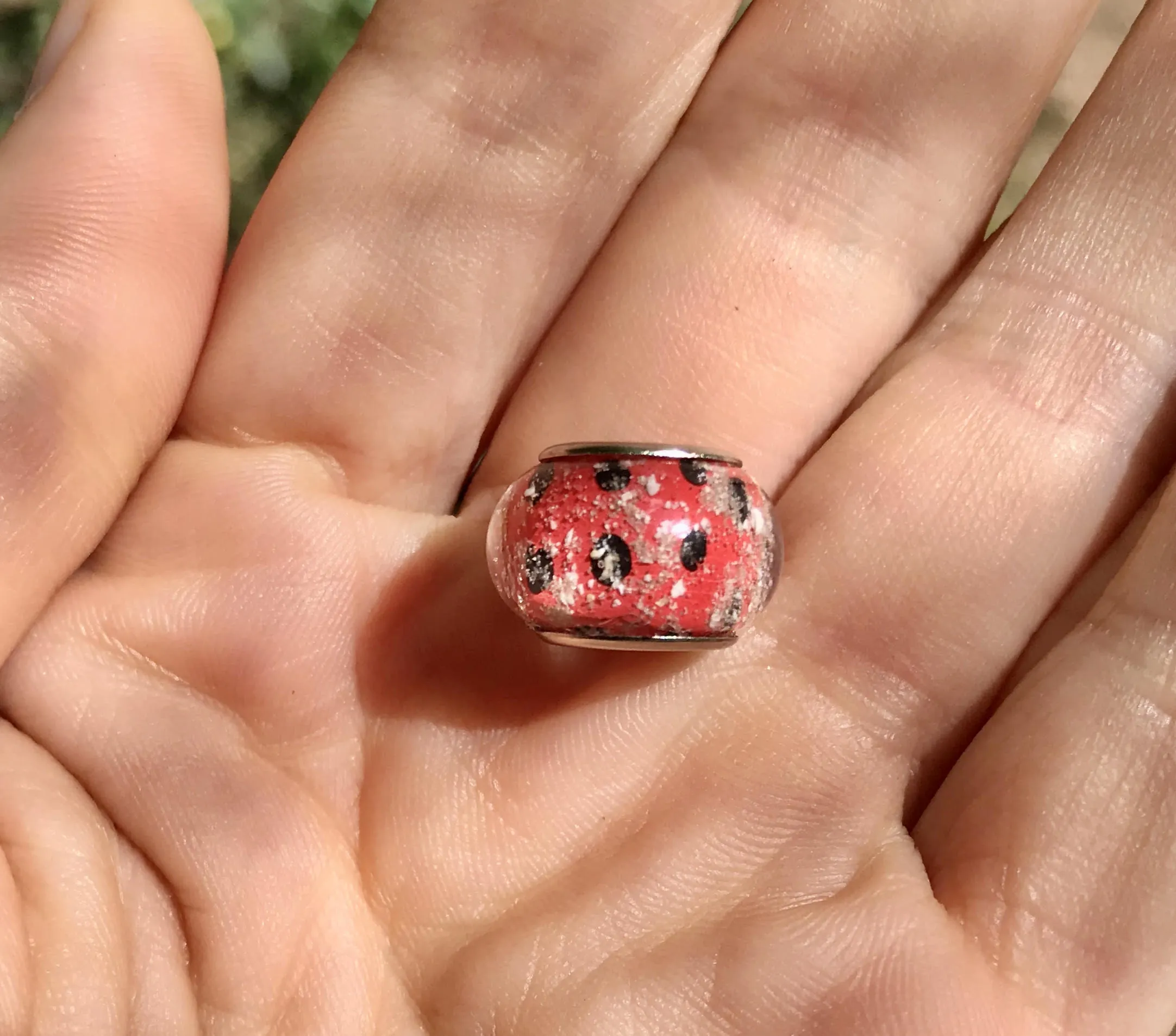 Ladybug Bead with Cremains