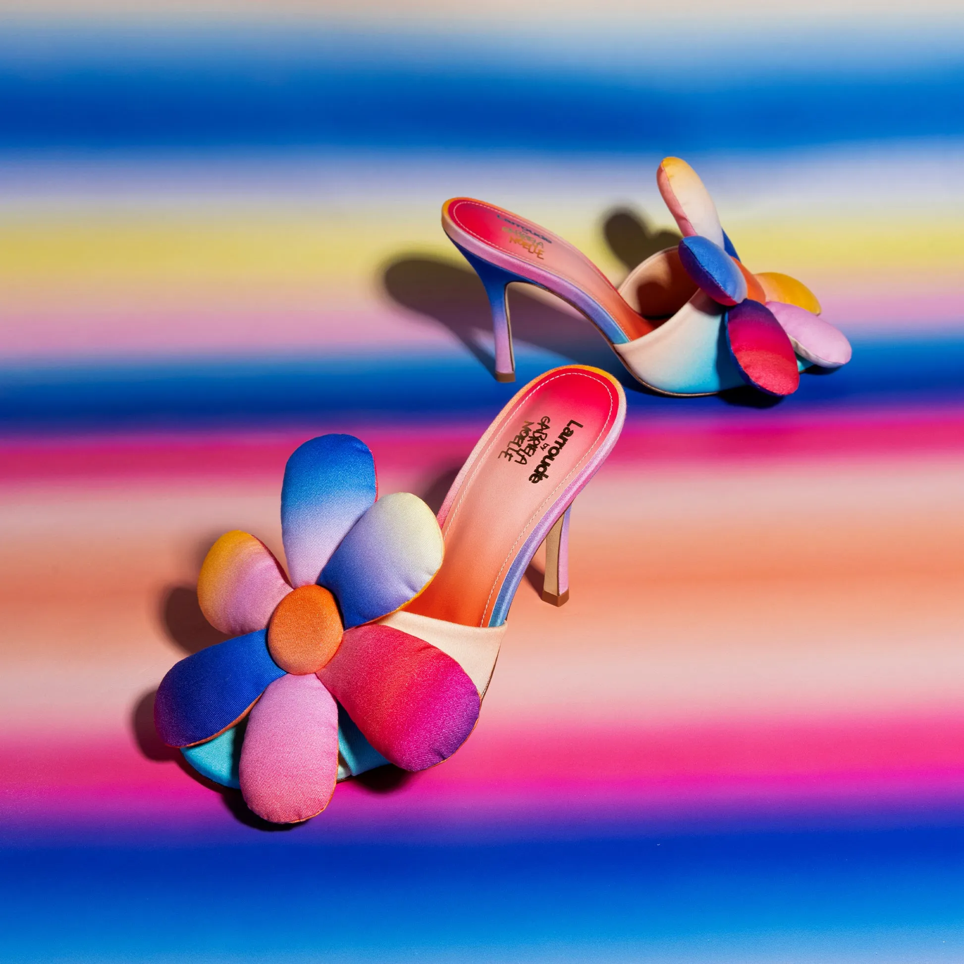 Larroudé x Gabriela Noelle: Full Bloom Mule In Rainbow Fabric