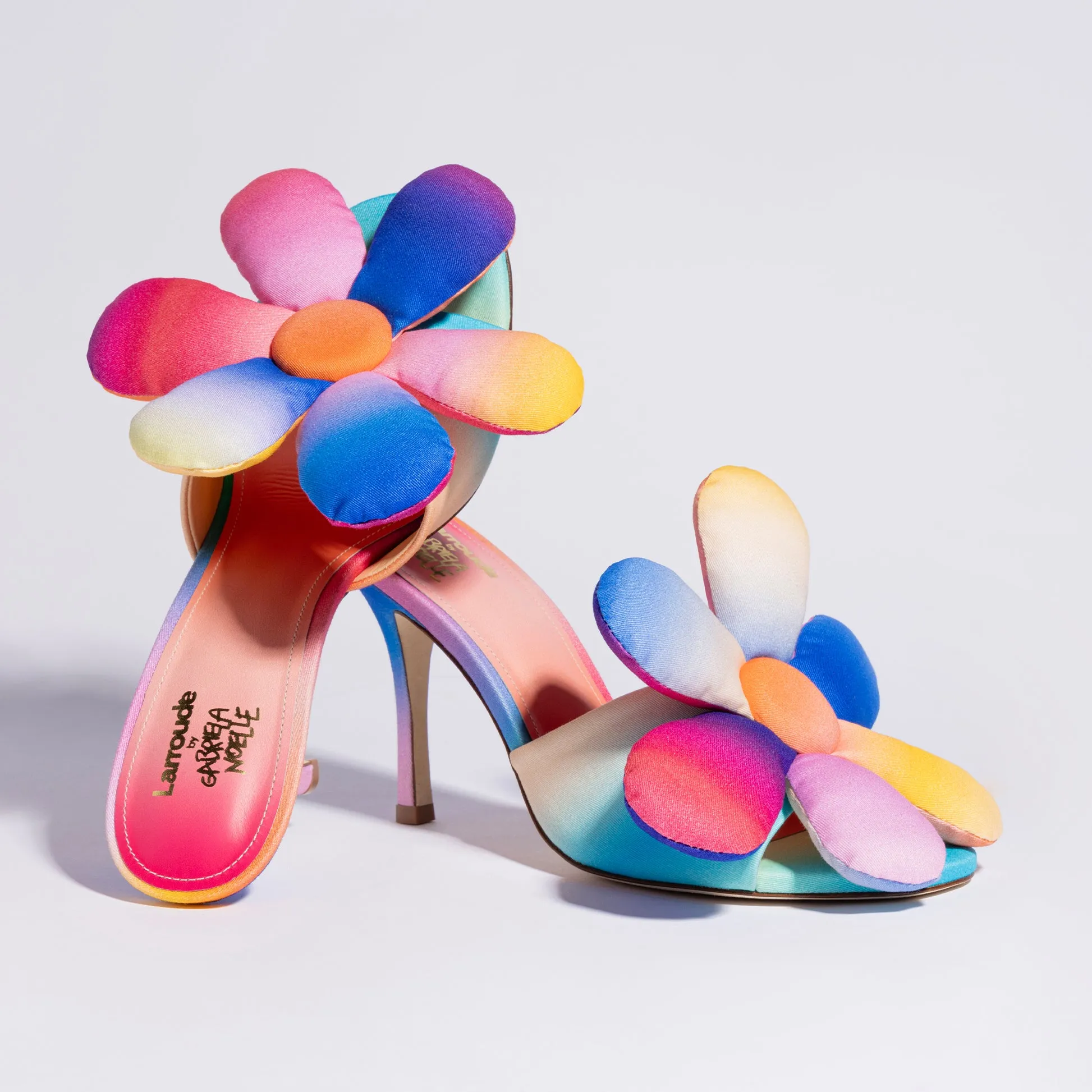 Larroudé x Gabriela Noelle: Full Bloom Mule In Rainbow Fabric