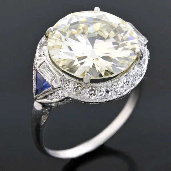 Late Art Deco Platinum Diamond Engagement Ring 6.29ctw