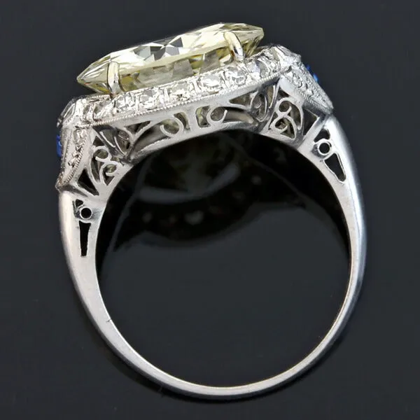 Late Art Deco Platinum Diamond Engagement Ring 6.29ctw