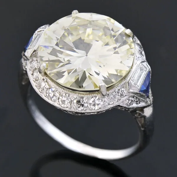 Late Art Deco Platinum Diamond Engagement Ring 6.29ctw