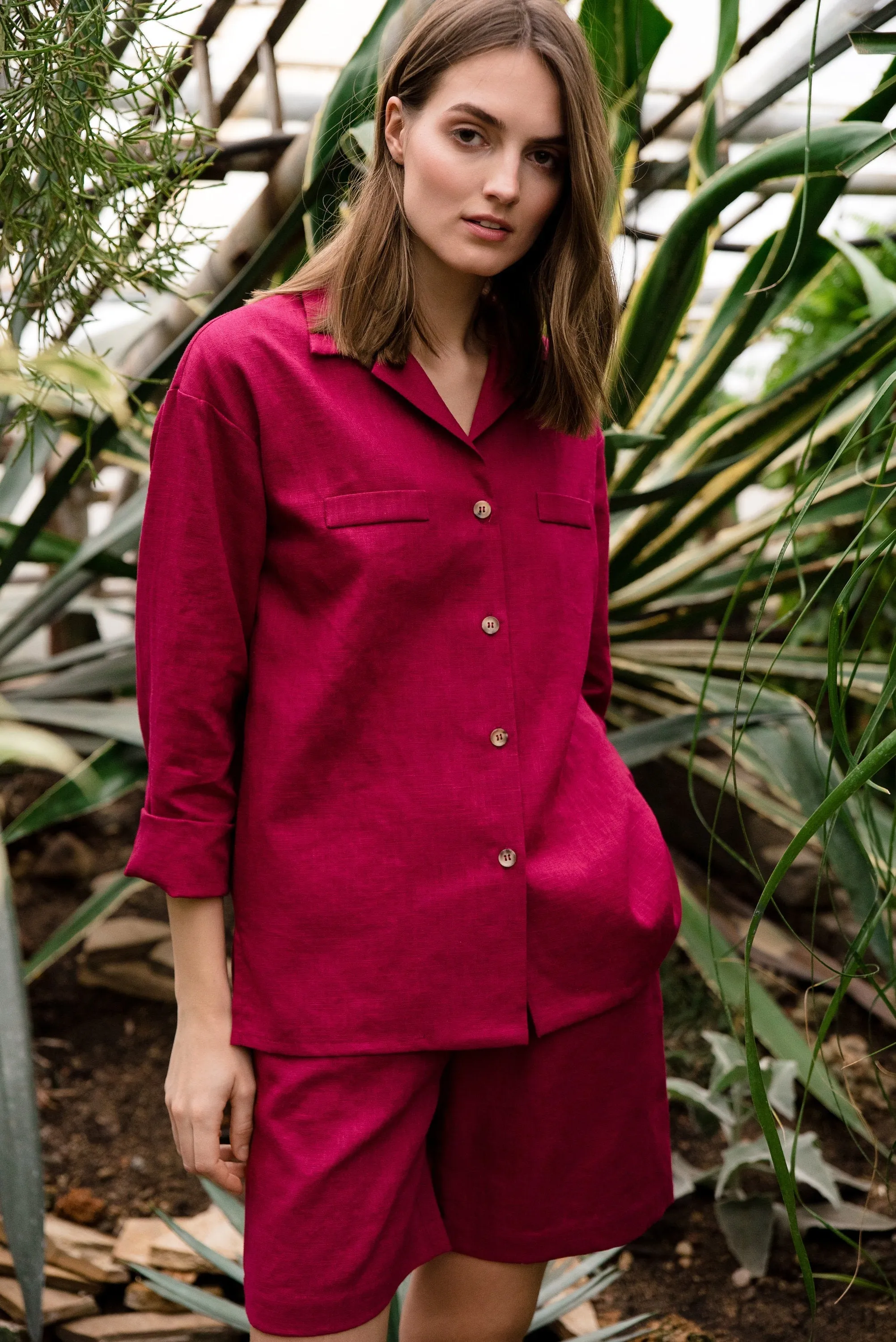 LeMuse linen shirt OASIS, Cerise, L