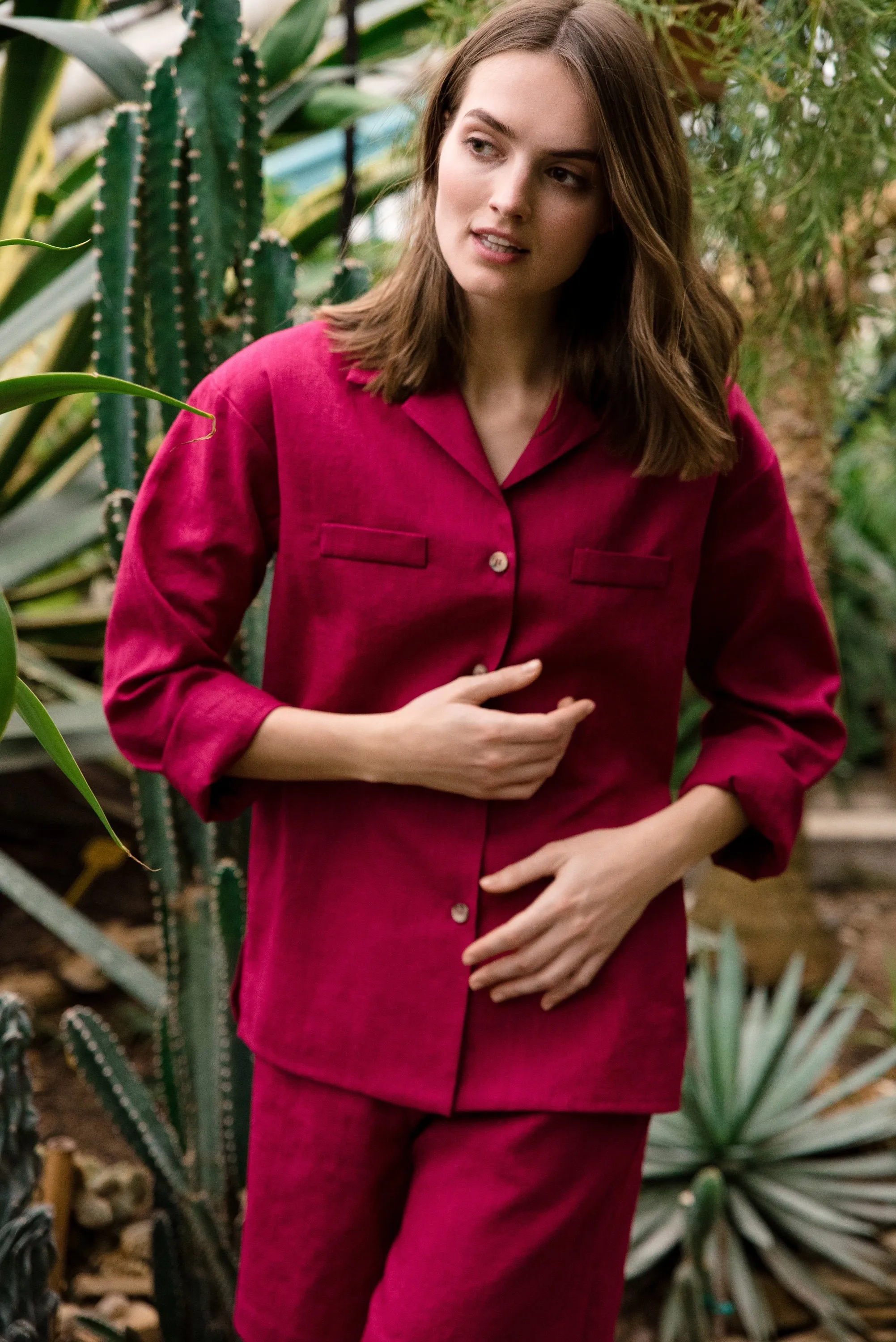 LeMuse linen shirt OASIS, Cerise, L