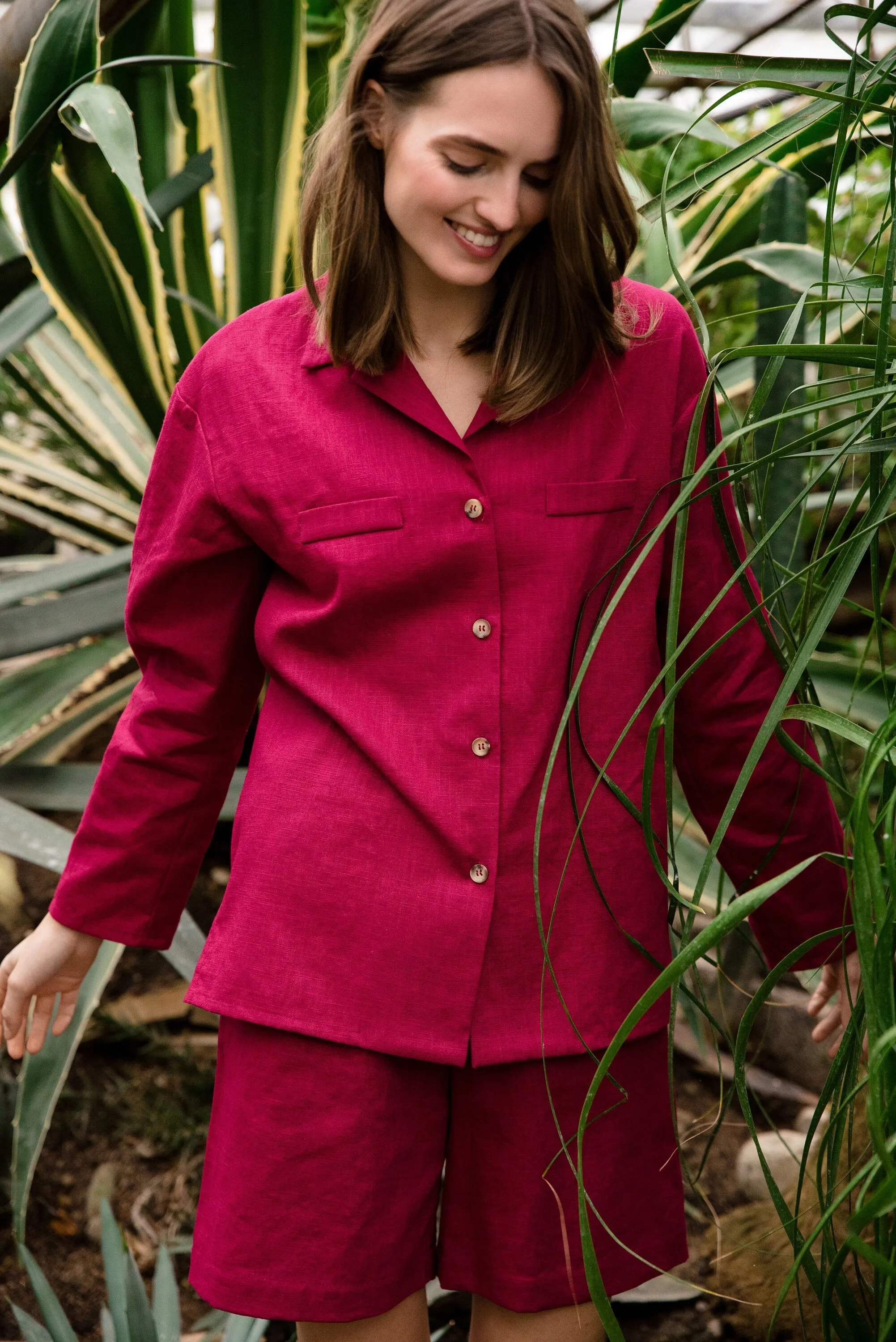 LeMuse linen shirt OASIS, Cerise, L