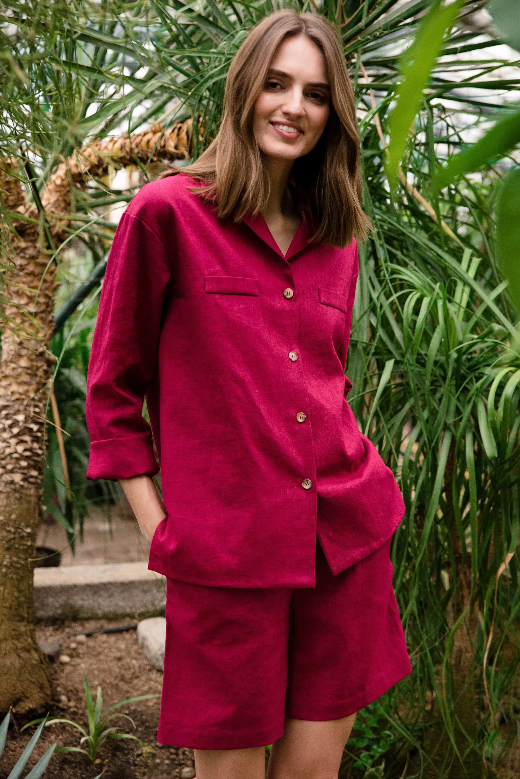 LeMuse linen shirt OASIS, Cerise, L