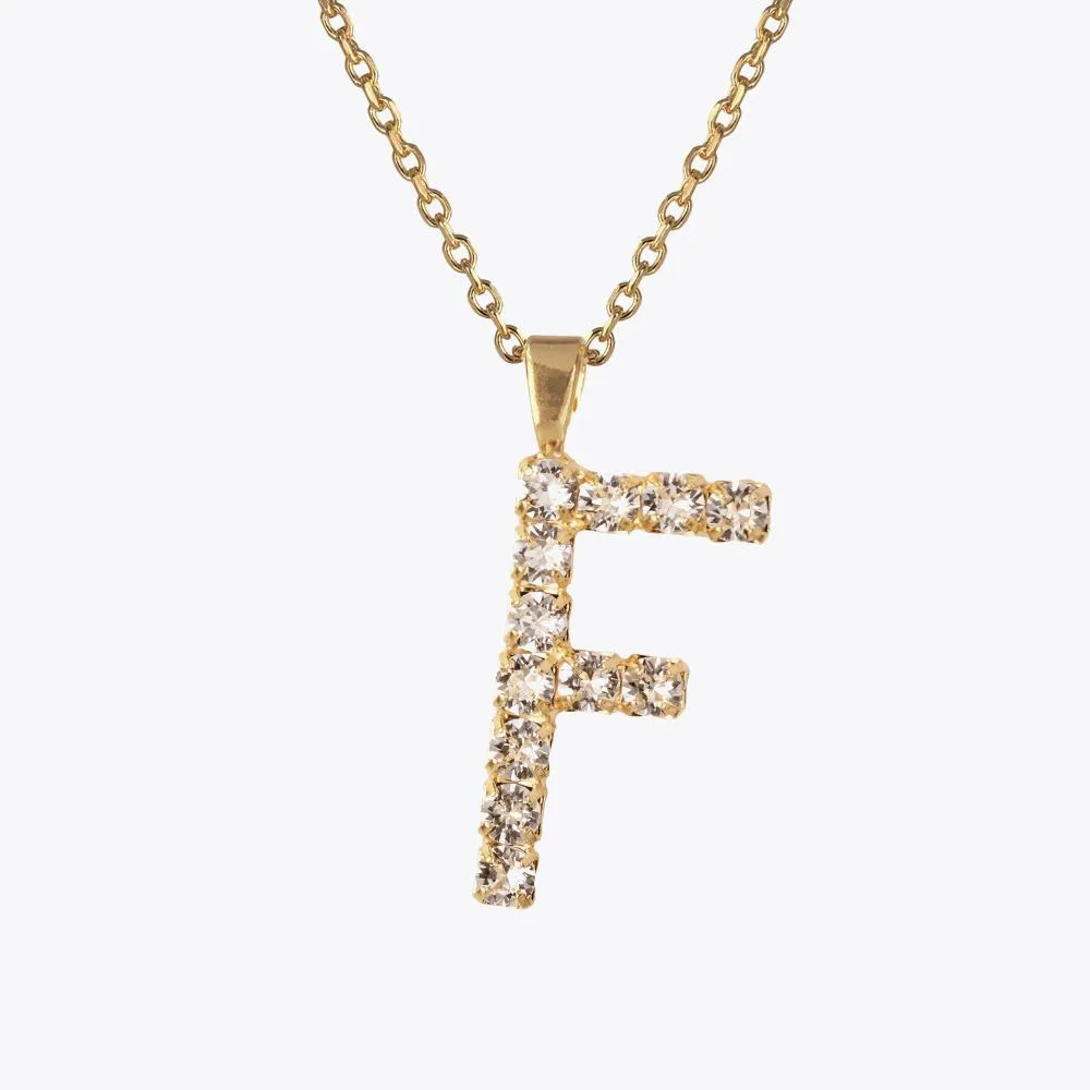 Letter Necklace F / Crystal