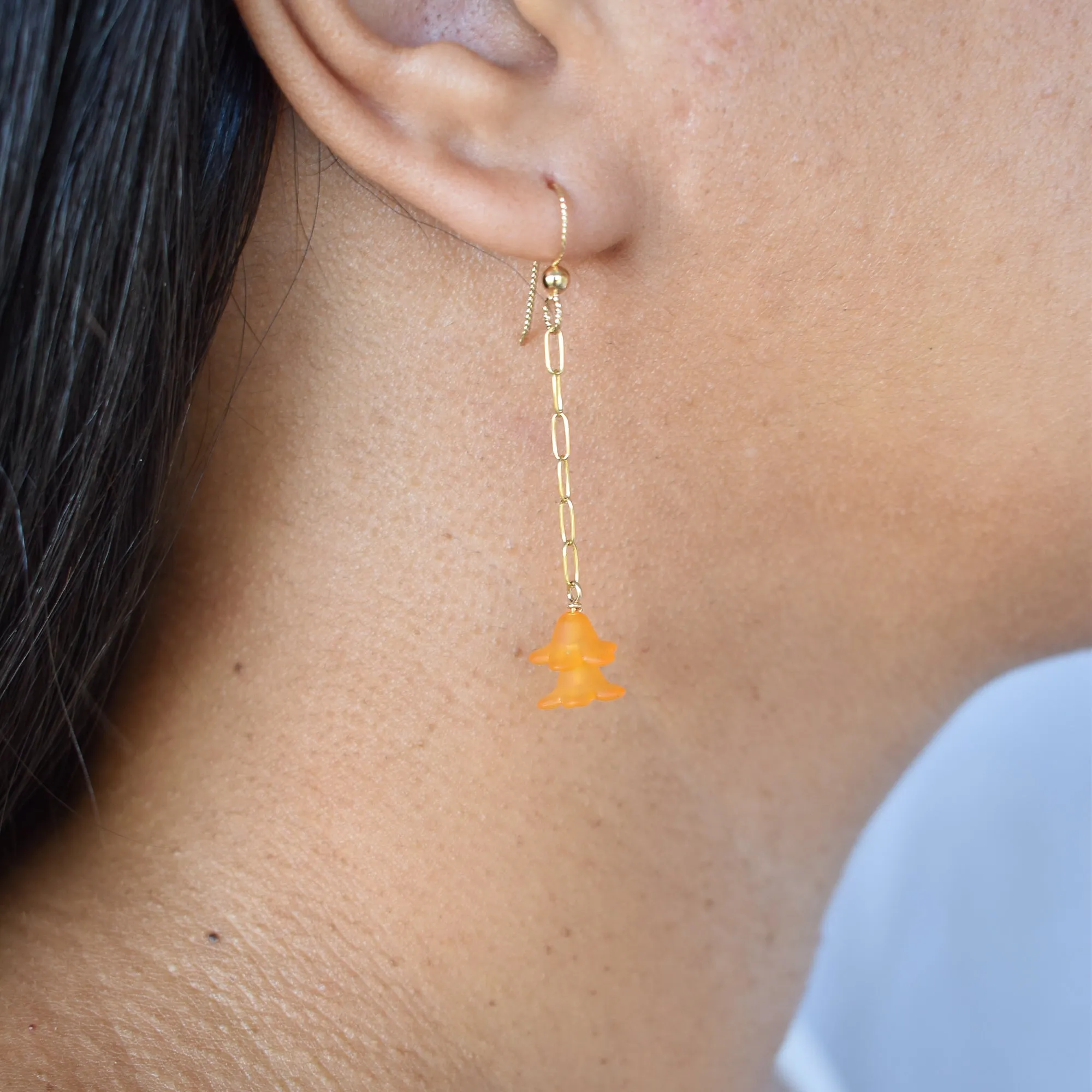 Long Paperclip Double Puakenikeni Earrings