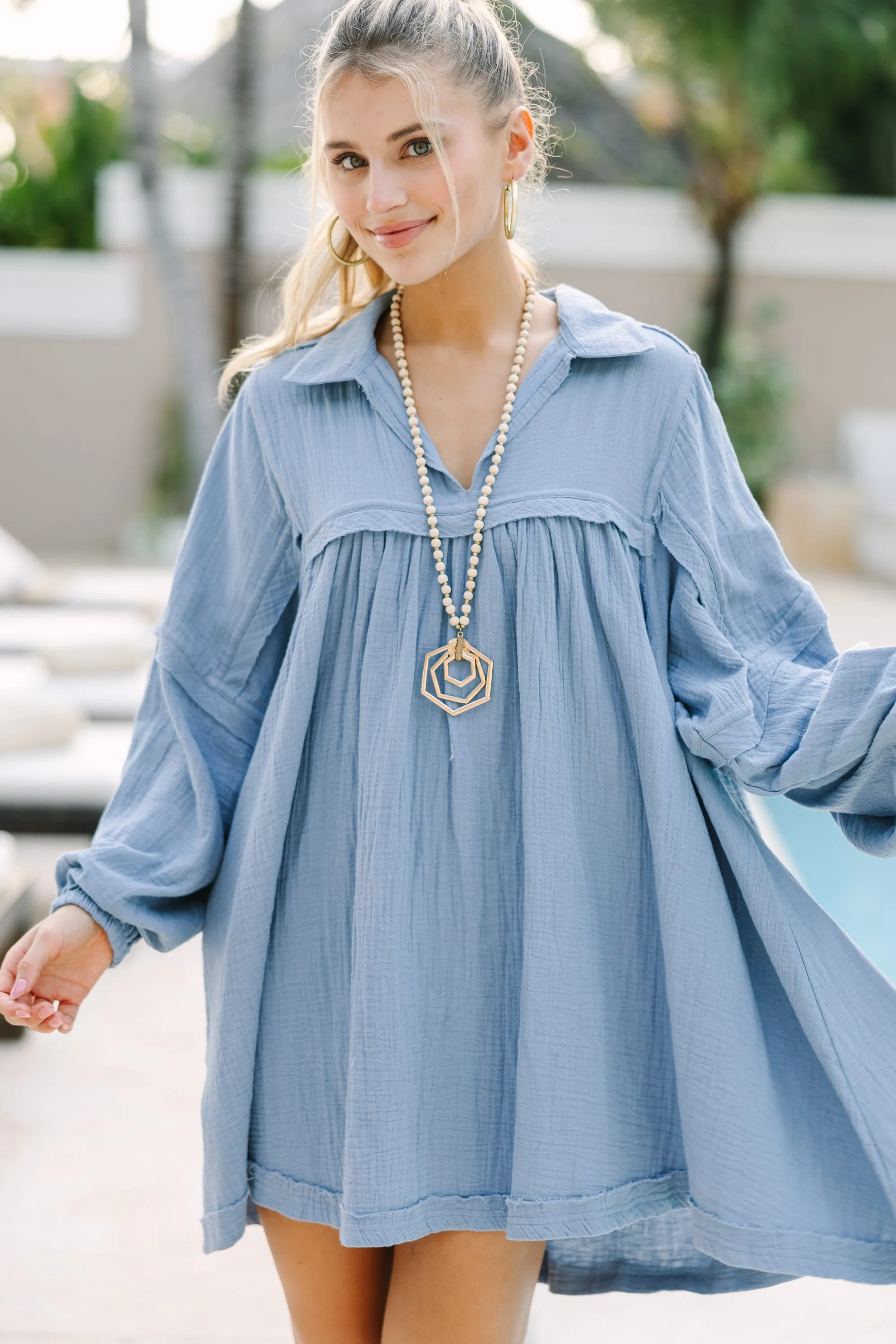 Love Life Denim Blue Babydoll Dress