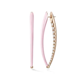 MELISSA KAYE 18K ROSE GOLD PINK ENAMEL AND DIAMOND CRISTINA V-HOOP EARRINGS 0.83CTW