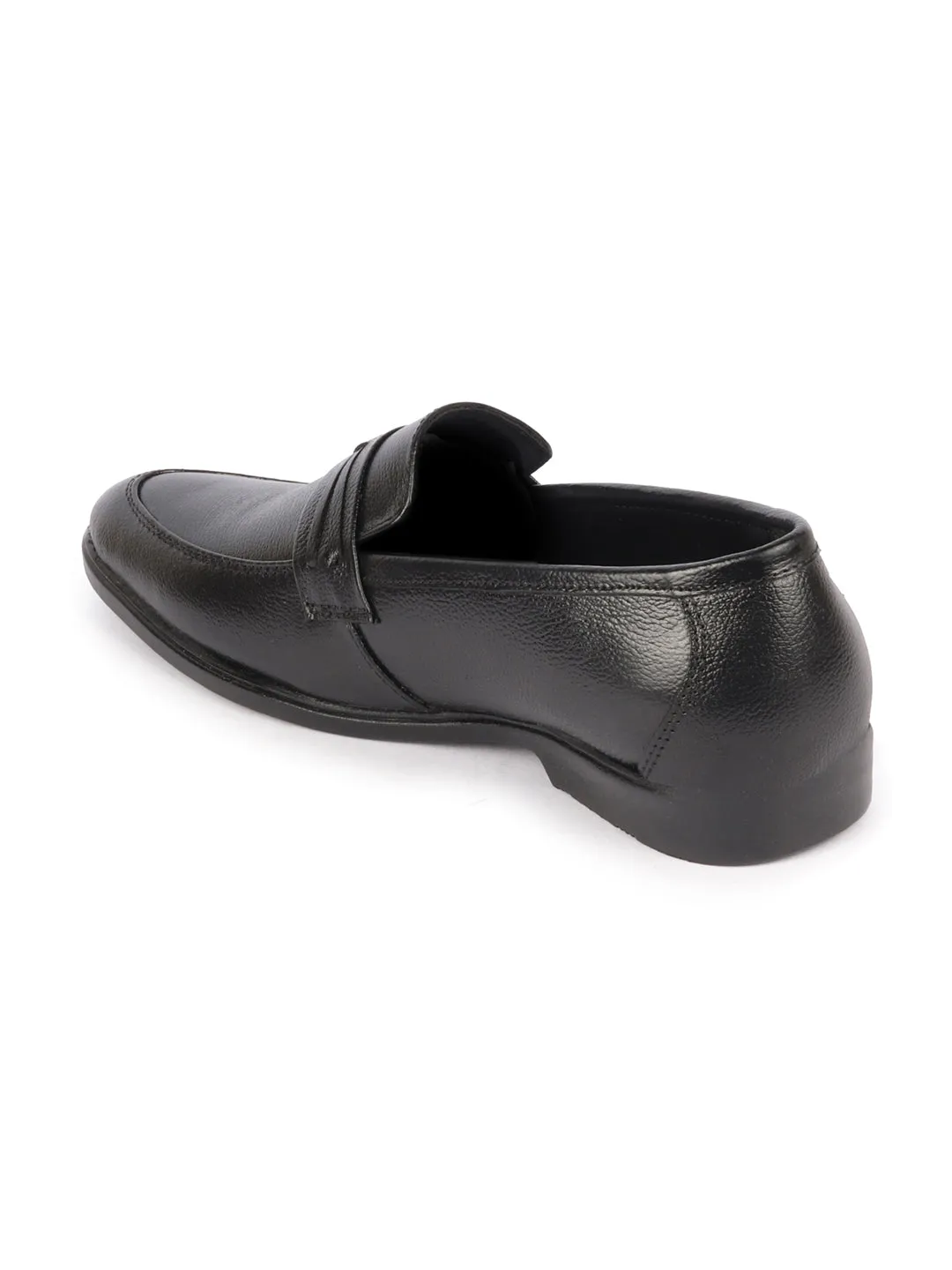 Men Black Formal Office Genuine Leather Pointed Toe Slip On Shoes with Comfort EVA Pad Insole