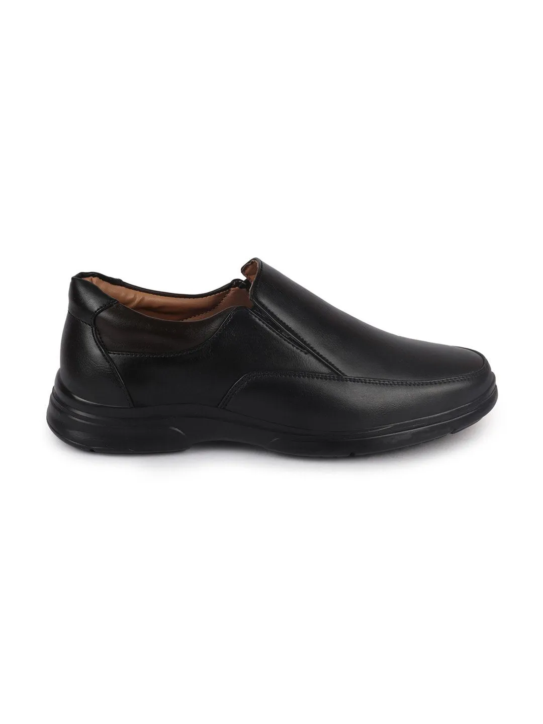 Men Black Thermal Formal Slip On Shoes