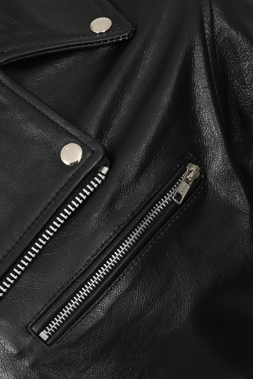 Men's Genuine Black Classic Leather Biker Jacket - 'FONZY'