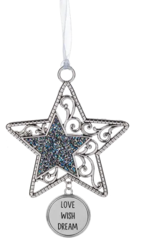 Moon and Stars Metal Ornament - Love Wish Dream