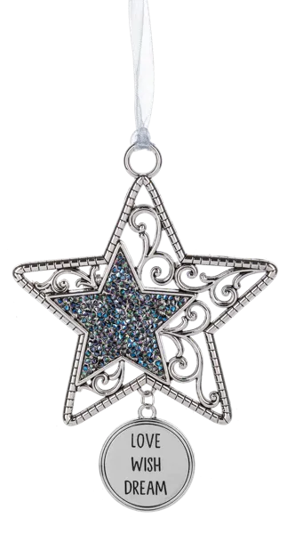 Moon and Stars Metal Ornament - Love Wish Dream