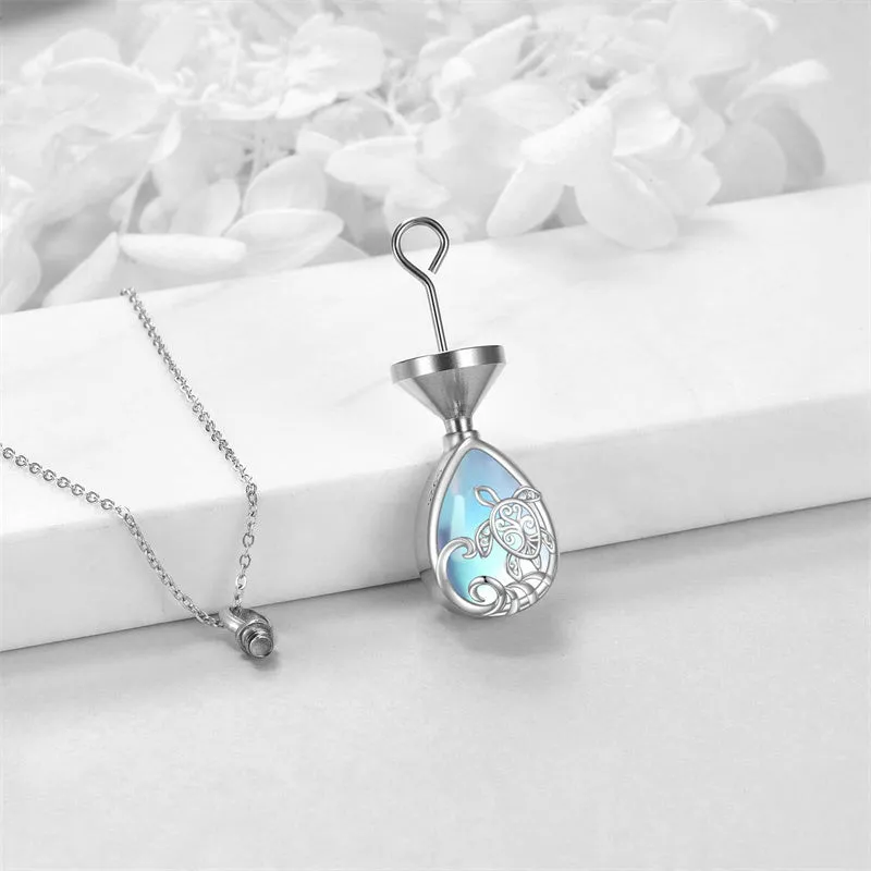 Moonstone Hummingbird Urn Necklace For Ashes Sterling Silver Cremation Jewelry Memorial Keepsake Jewelry Gift For Women