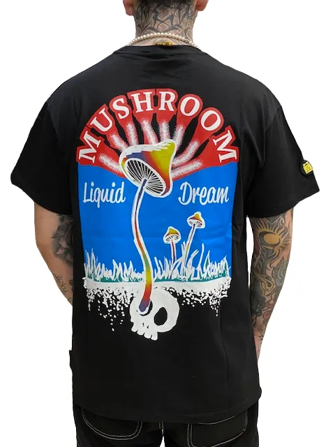 Mushroom Men's short sleeve cotton t-shirt 12037-01 black